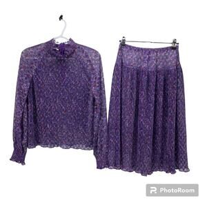 Vintage Liz Robert’s purple sheer top an skirt bohemian size M cottagecore